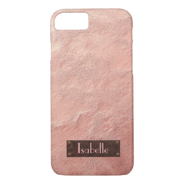 Personalized Rose Gold Leather Iphone case (Back)