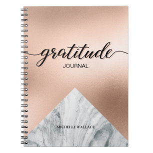 Personalized Rose gold Marble Gratitude Journal
