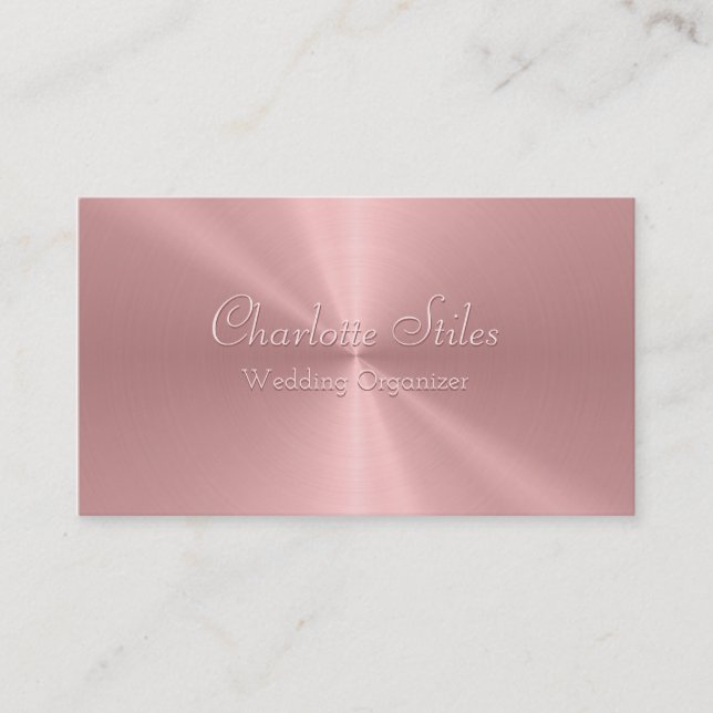 Personalized Rose Gold Metallic Radial Texture Business Card (Front)