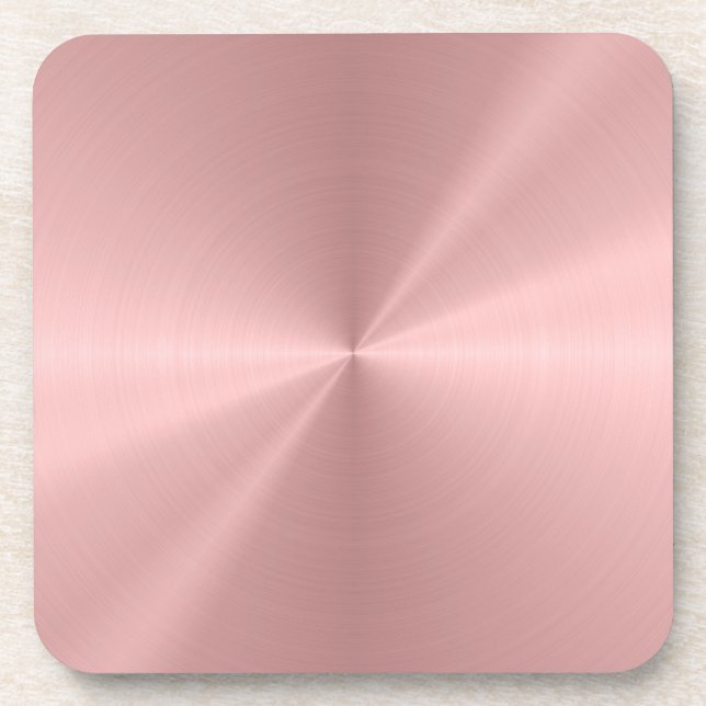 Personalized Rose Gold Metallic Radial Texture Coaster (Front)