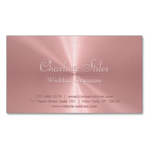 Personalized Rose Gold Metallic Radial Texture Magnetic Business Card