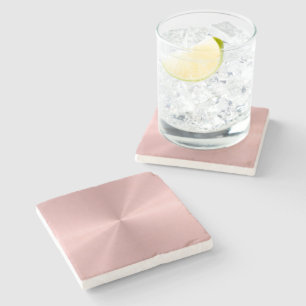 Personalized Rose Gold Metallic Radial Texture Stone Coaster