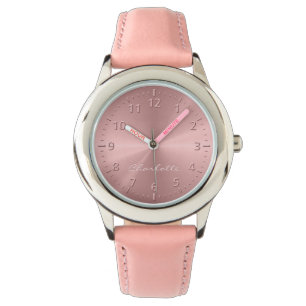 Personalized Rose Gold Metallic Radial Texture Watch