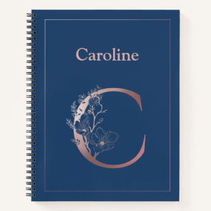 Personalized Rose Gold Monogram Initial C Notebook