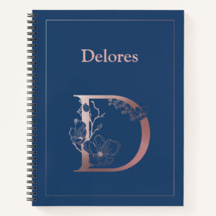 Personalized Rose Gold Monogram Initial D Notebook