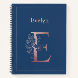 Personalized Rose Gold Monogram Initial E Notebook