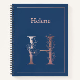 Personalized Rose Gold Monogram Initial H Notebook