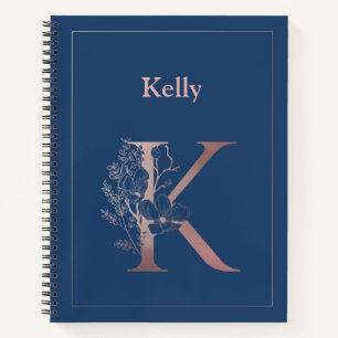 Personalized Rose Gold Monogram Initial K Notebook