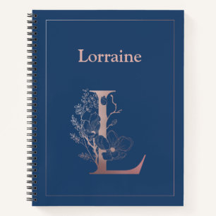 Personalized Rose Gold Monogram Initial L Notebook