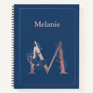 Personalized Rose Gold Monogram Initial M Notebook