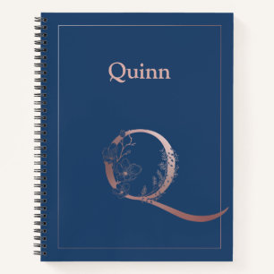Personalized Rose Gold Monogram Initial Q Notebook