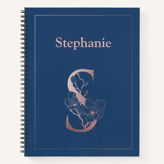 Personalized Rose Gold Monogram Initial S Notebook (Front)