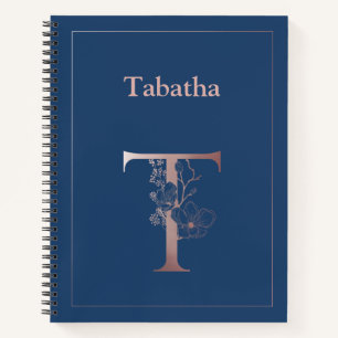 Personalized Rose Gold Monogram Initial T Notebook