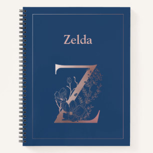 Personalized Rose Gold Monogram Initial Z Notebook