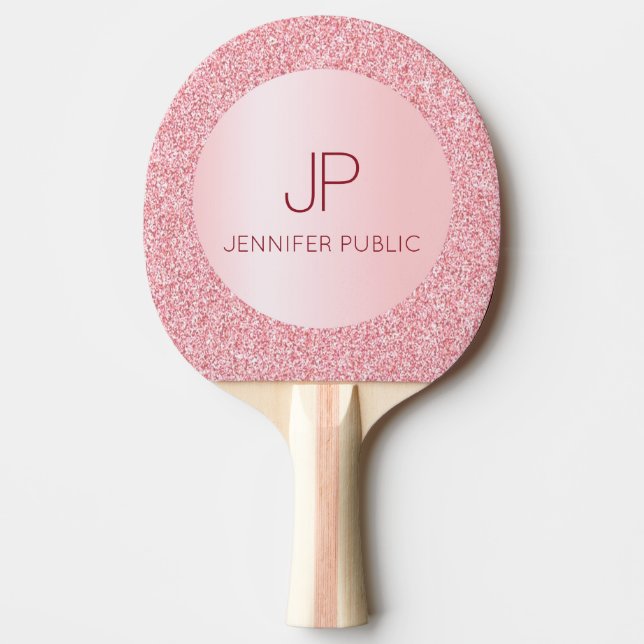 Personalized Rose Gold Monogram Modern Elegant Ping Pong Paddle (Front)
