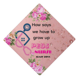 Personalized rose gold pediatric nurse Graduation Graduation Cap Topper