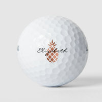 Personalized Rose Gold Pineapple Script Golf Balls