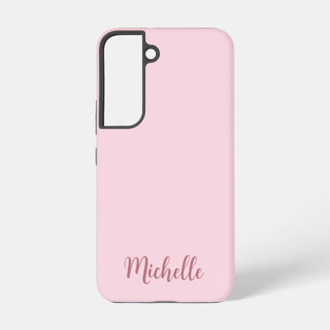 Personalized Rose Gold Script Monogram Name Samsung Galaxy S22 Case (Back)