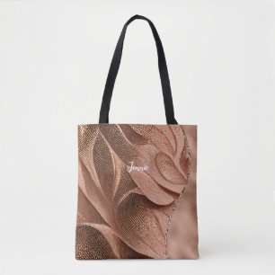 Personalized Rose Gold Shimmer Texture Glitter Wav Tote Bag