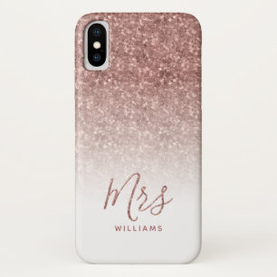 Personalized Rose Gold Sparkle Glitter Mrs Bride Case-Mate iPhone Case