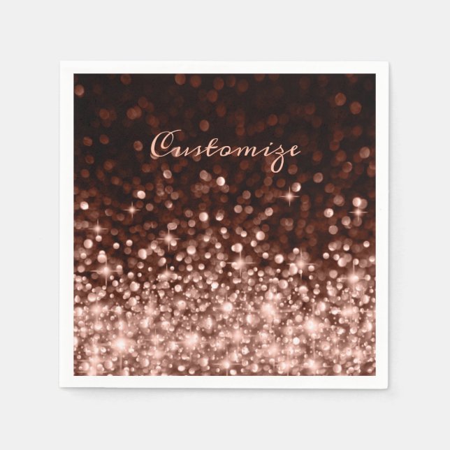 Personalized Rose Gold Sparkle Napkin (Front)