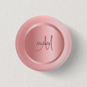 Personalized Rose Gold Template Monogram Elegant 1 Inch Round Button