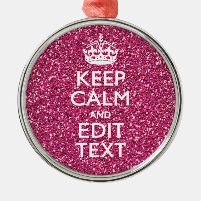 Personalized Rose Keep Calm Decor Metal Ornament (Front)