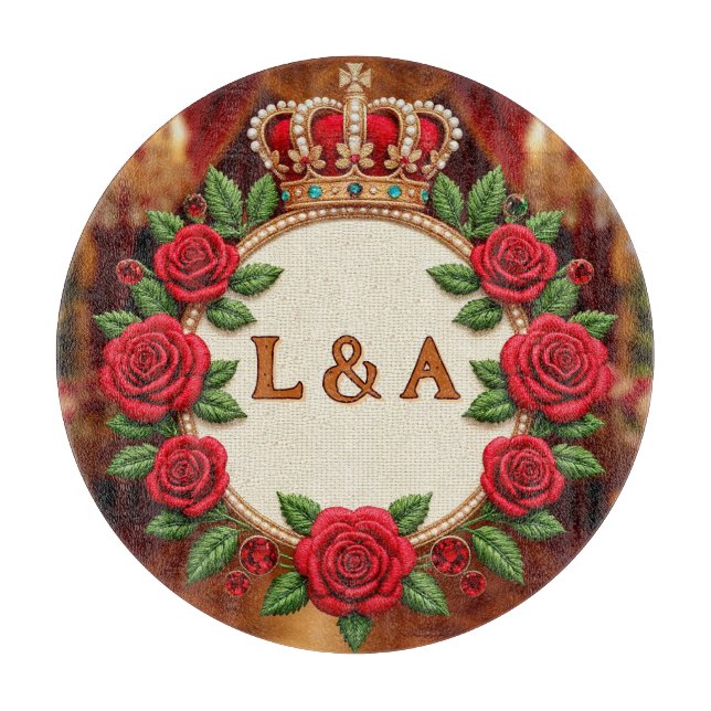 🌹 Personalized Rose Monogram Initial Decor for Wo Cutting Board (Front)