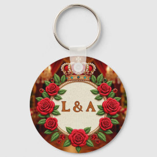 🌹 Personalized Rose Monogram Initial Decor for Wo Keychain