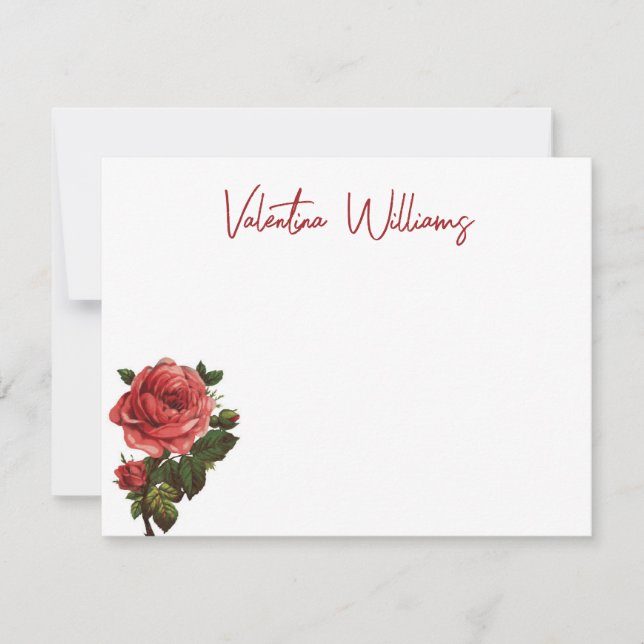 Personalized Rose Note Card (Front)