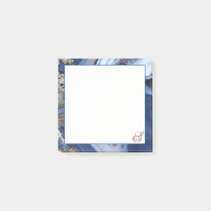 Personalized Rose White Navy Blue MARBLE Sticky Post-it Notes