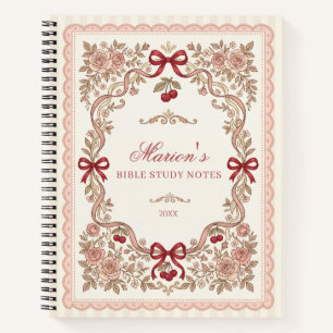 Personalized Roses and Bows Bible Study Notebook