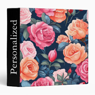 Personalized Roses Floral Binder