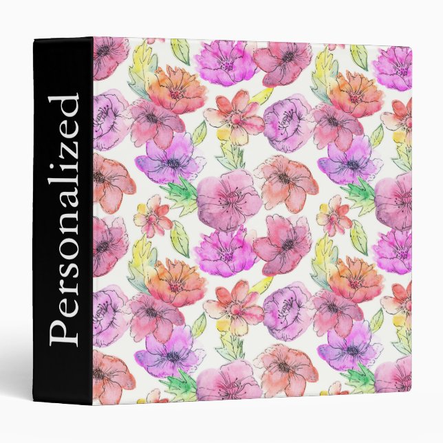 Personalized Roses Floral Binder (Front/Spine)