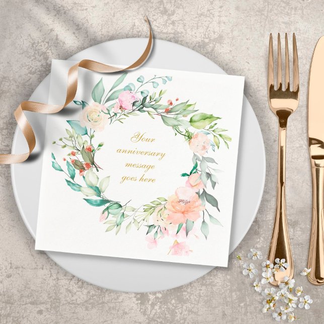 Personalized Roses Garland Floral 50th Anniversary Napkin (Creator Uploaded)