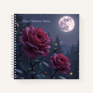 Personalized Roses Under the Moon Notebook