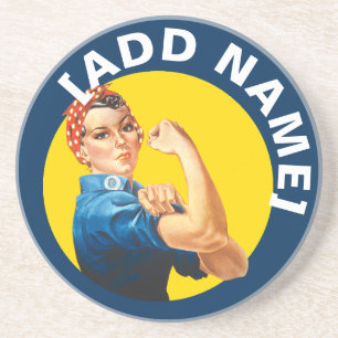 Personalized Rosie Riveter Empowerment Coaster
