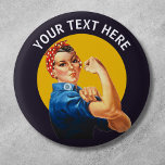 Personalized Rosie the Riveter Custom Vintage 1 Inch Round Button<br><div class="desc">Add your own text to this customizable Rosie the Riveter design.</div>