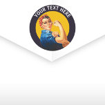 Personalized Rosie the Riveter Custom Vintage Classic Round Sticker<br><div class="desc">Add your own text to this customizable Rosie the Riveter design.</div>