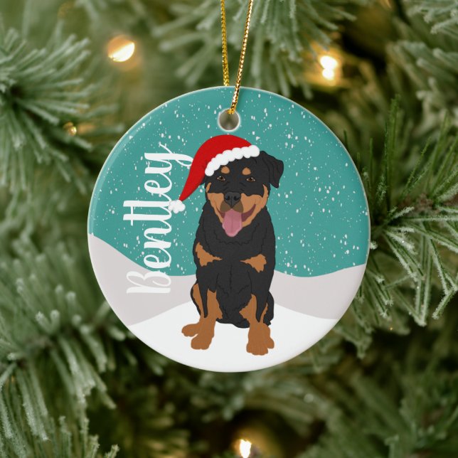 Personalized Rottweiler Ceramic Ornament (Tree)