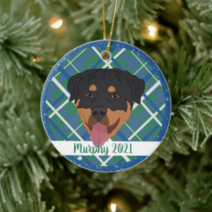 Personalized Rottweiler Christmas  Ceramic Ornament