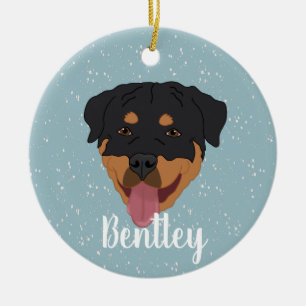Personalized Rottweiler Christmas  Ceramic Ornament