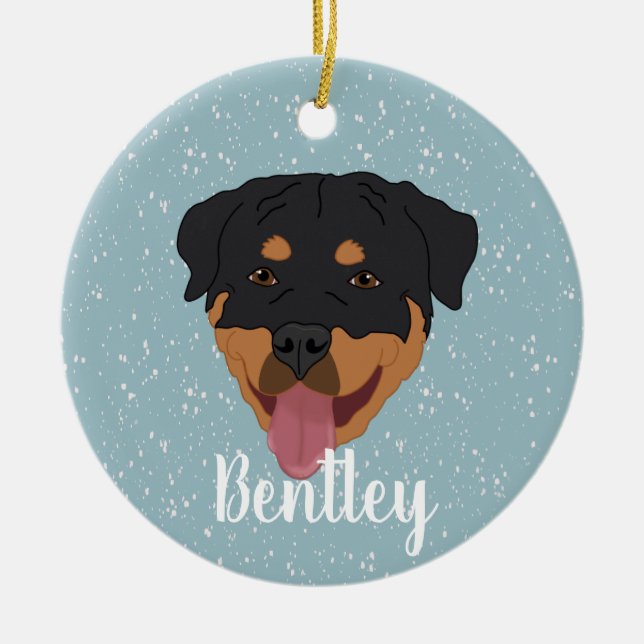 Personalized Rottweiler Christmas  Ceramic Ornament (Front)