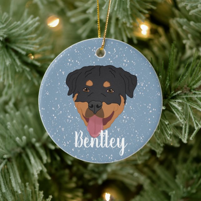 Personalized Rottweiler Christmas  Ceramic Ornament (Tree)