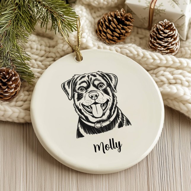 Personalized Rottweiler Dog Christmas Ceramic Ornament (Creator Uploaded)