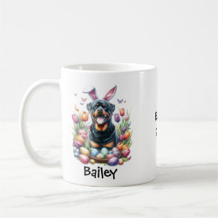 Personalized Rottweiler Dog Easter/Spring Coffee Mug