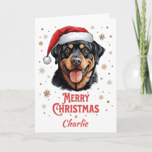 Personalized Rottweiler Dog Merry Christmas Card