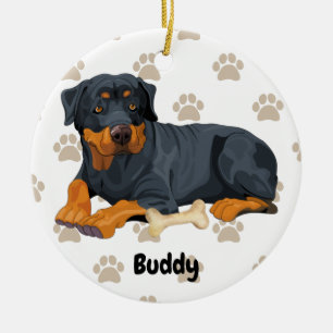 Personalized Rottweiler Dog, Puppy Add a Name  Ceramic Ornament