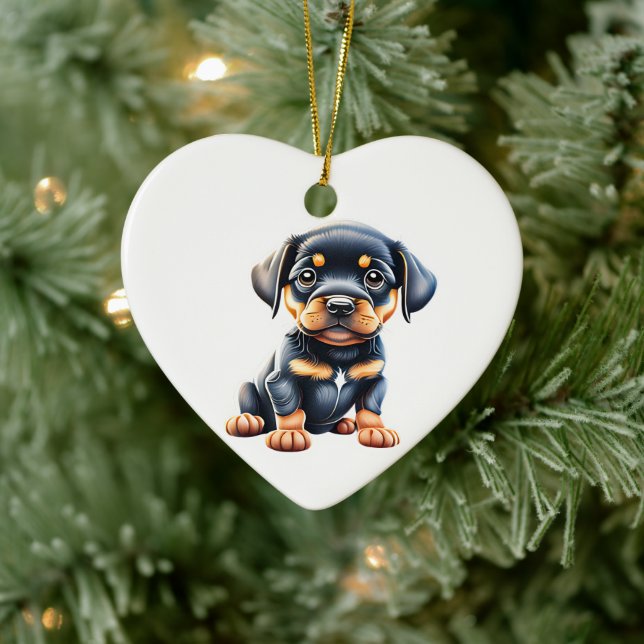 Personalized Rottweiler Puppy Ceramic Ornament (Tree)