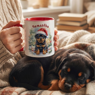 Personalized Rottweiler Puppy Christmas Mug
